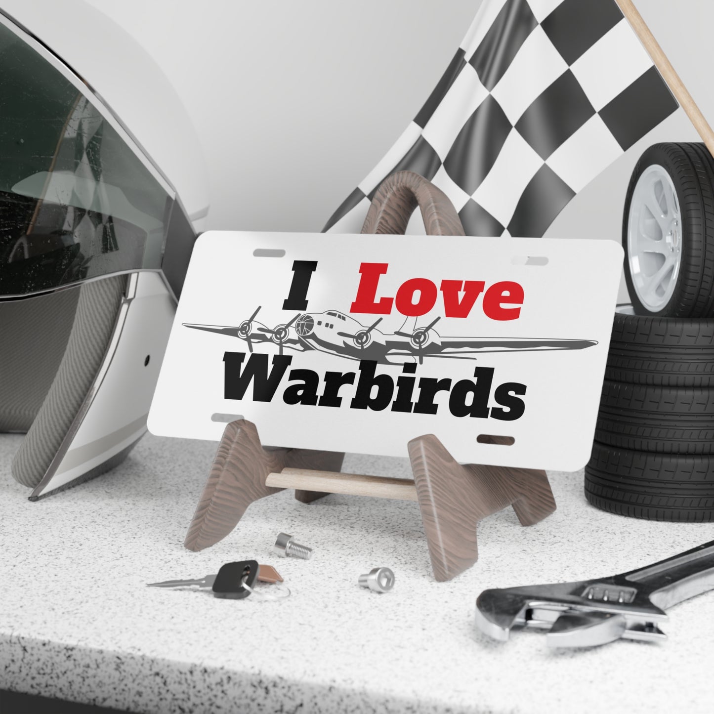 "I Love Warbirds" B-17 License Plate – A Tribute to WWII Aviation Legends