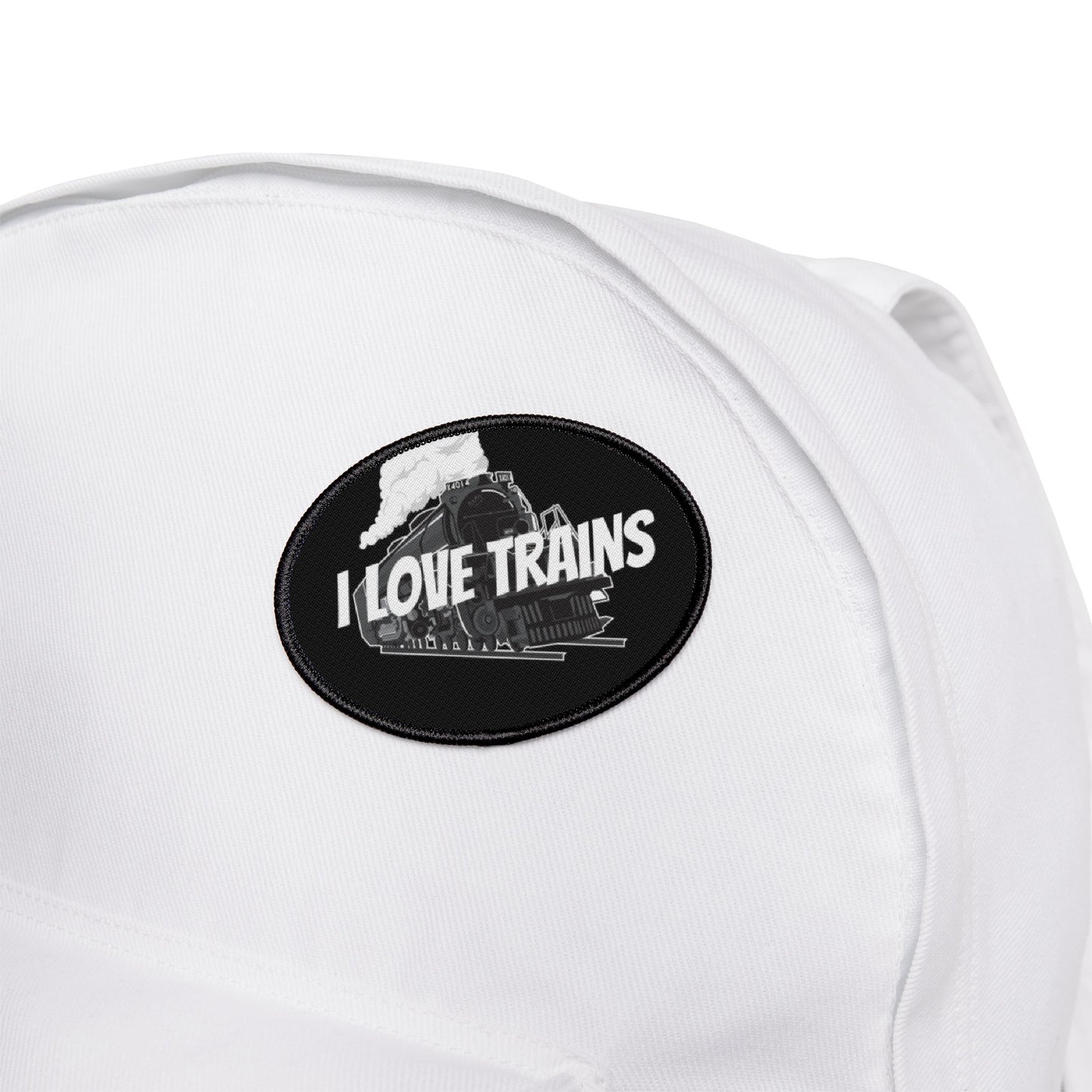 I Love Trains Iron-On Patch - Vintage Train Design for Enthusiasts