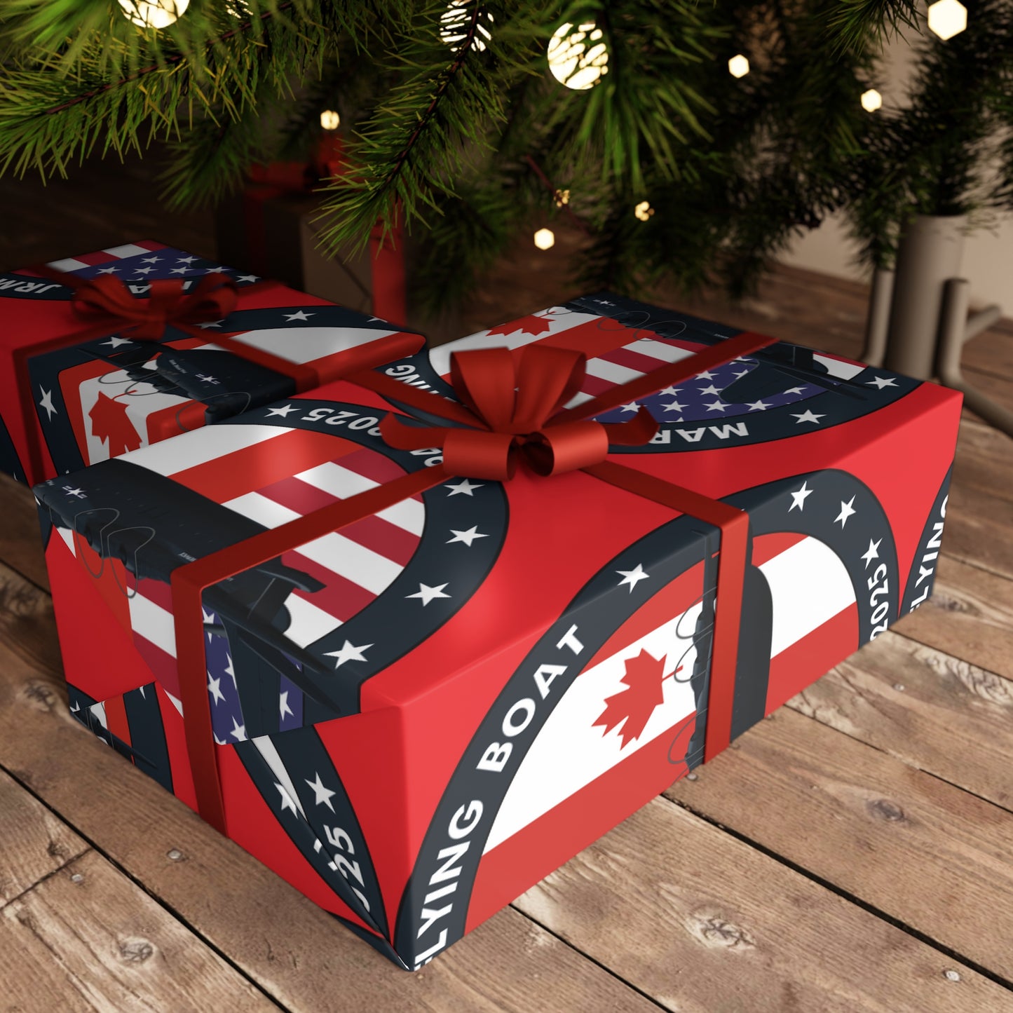 (Red) Mars Flying Boat Gift Wrapping Paper Sheets, 1pc