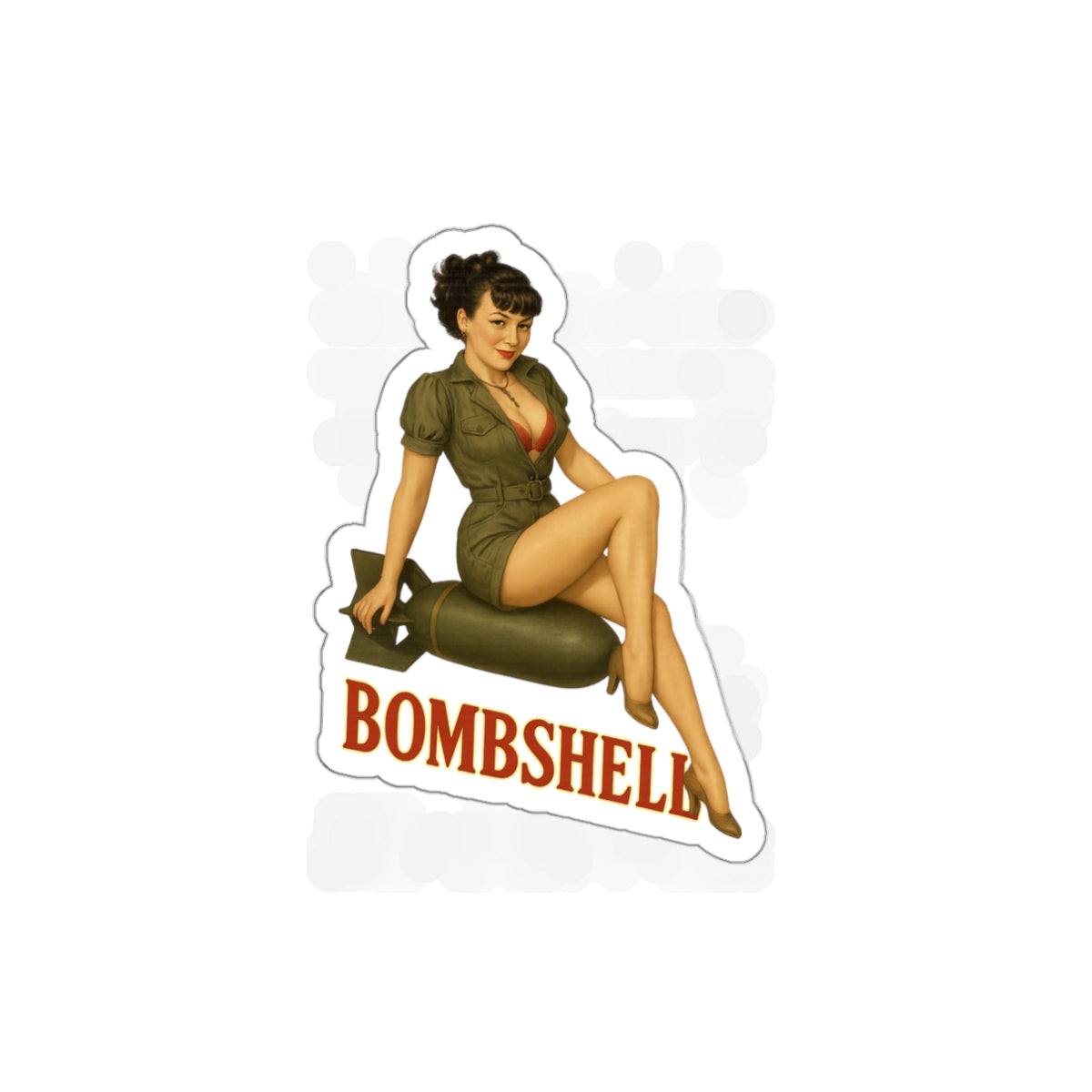 Bombshell Pin-Up Die-Cut Sticker — Vintage WWII Nose Art Style