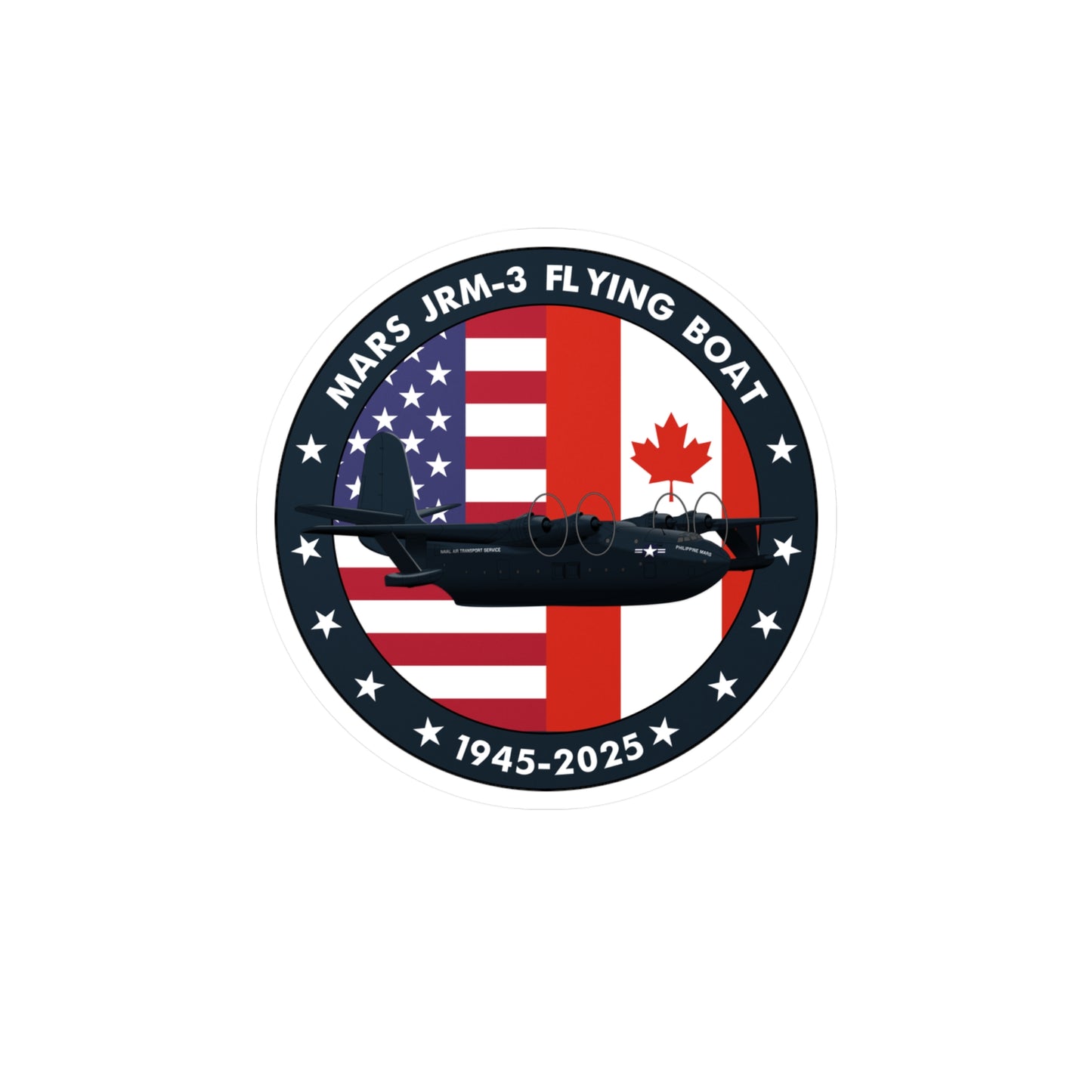 Retro Mars JRM-3 Flying Boat Kiss-Cut Vinyl Decal | Perfect for Aircraft Enthusiasts, 1945-2024