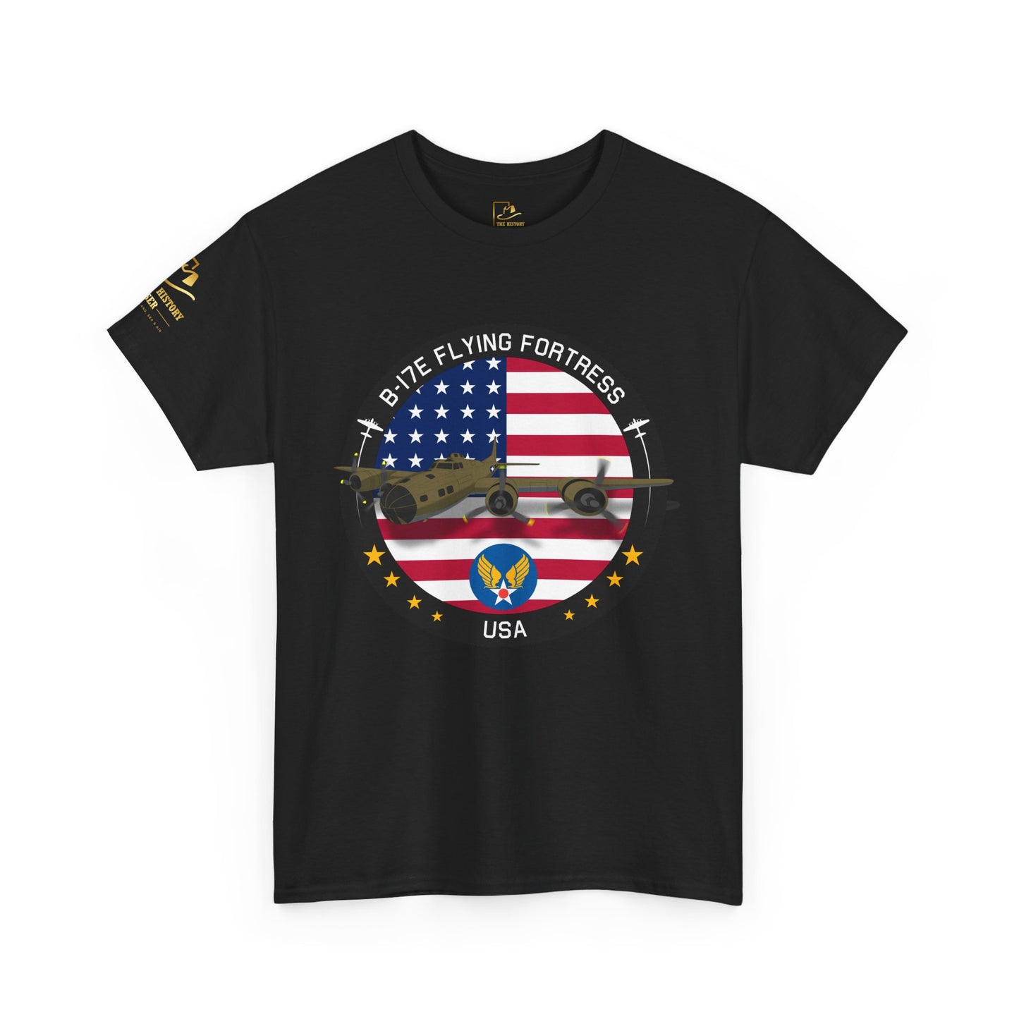 B-17 Flying Fortress Retro USA Military Graphic Front T-Shirt