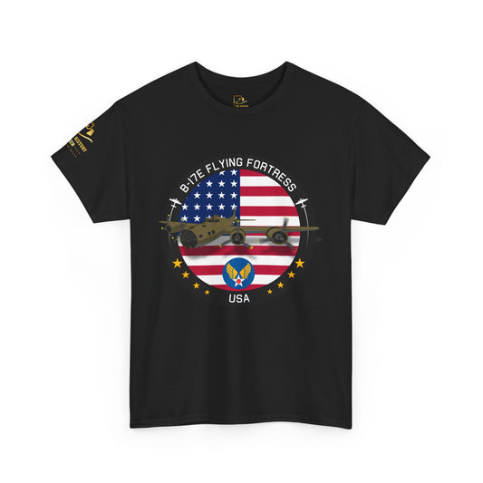 B-17 Flying Fortress Retro USA Military Graphic Front T-Shirt