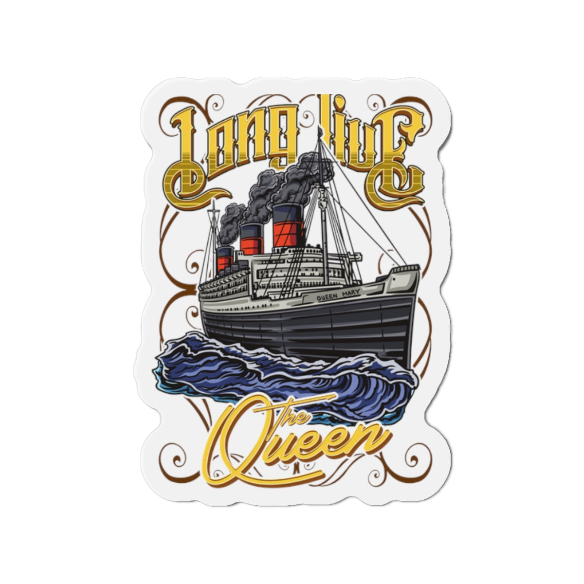 Long Live the Queen RMS Queen Mary tribute Die-Cut Magnet - 1945-2024 Commemorative Design