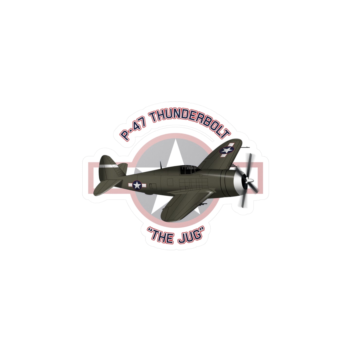 P-47 "The Jug" Kiss-Cut Vinyl Decal | Perfect for Aircraft Enthusiasts, 1945-2024