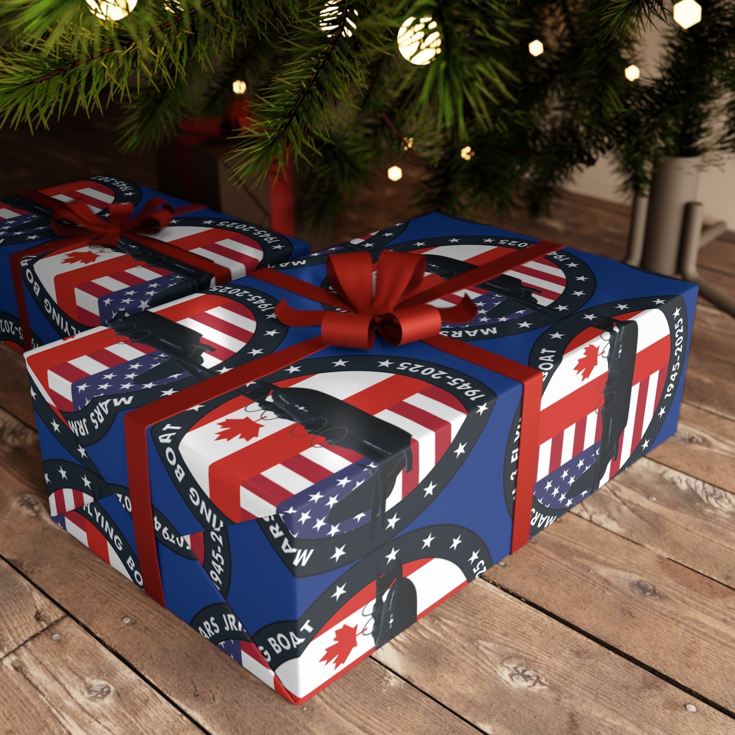 (Blue) Mars Flying Boat Gift Wrapping Paper Sheets, 1pc