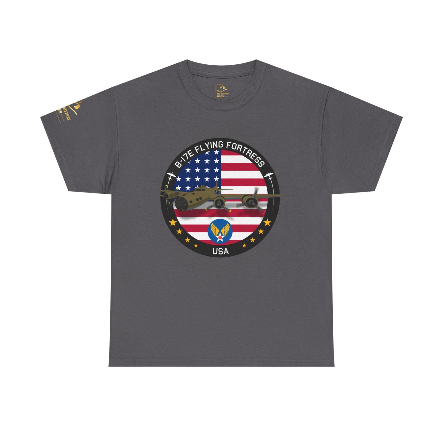 B-17 Flying Fortress Retro USA Military Graphic Front T-Shirt