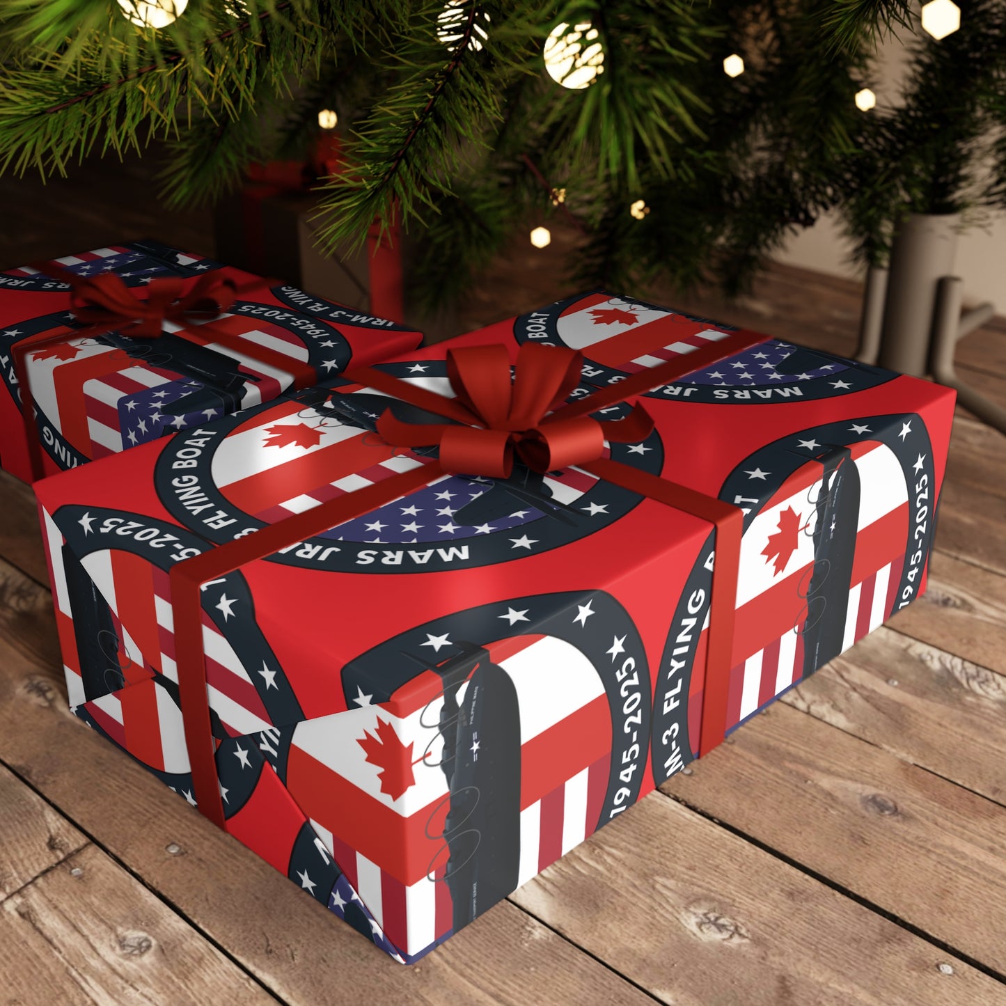 (Red) Mars Flying Boat Gift Wrapping Paper Sheets, 1pc