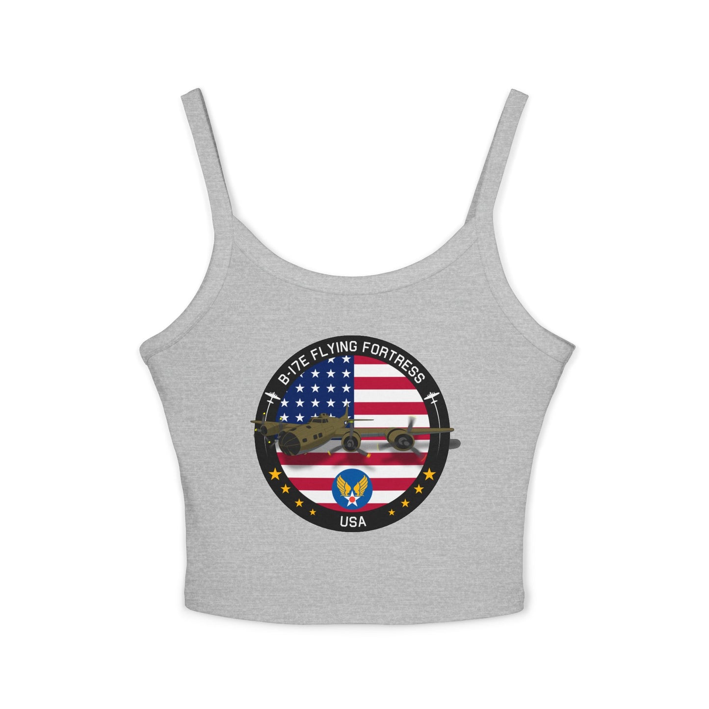 Patriotic B-17 warbird Women's Spaghetti Strap Tank Top - Vintage USA Graphic