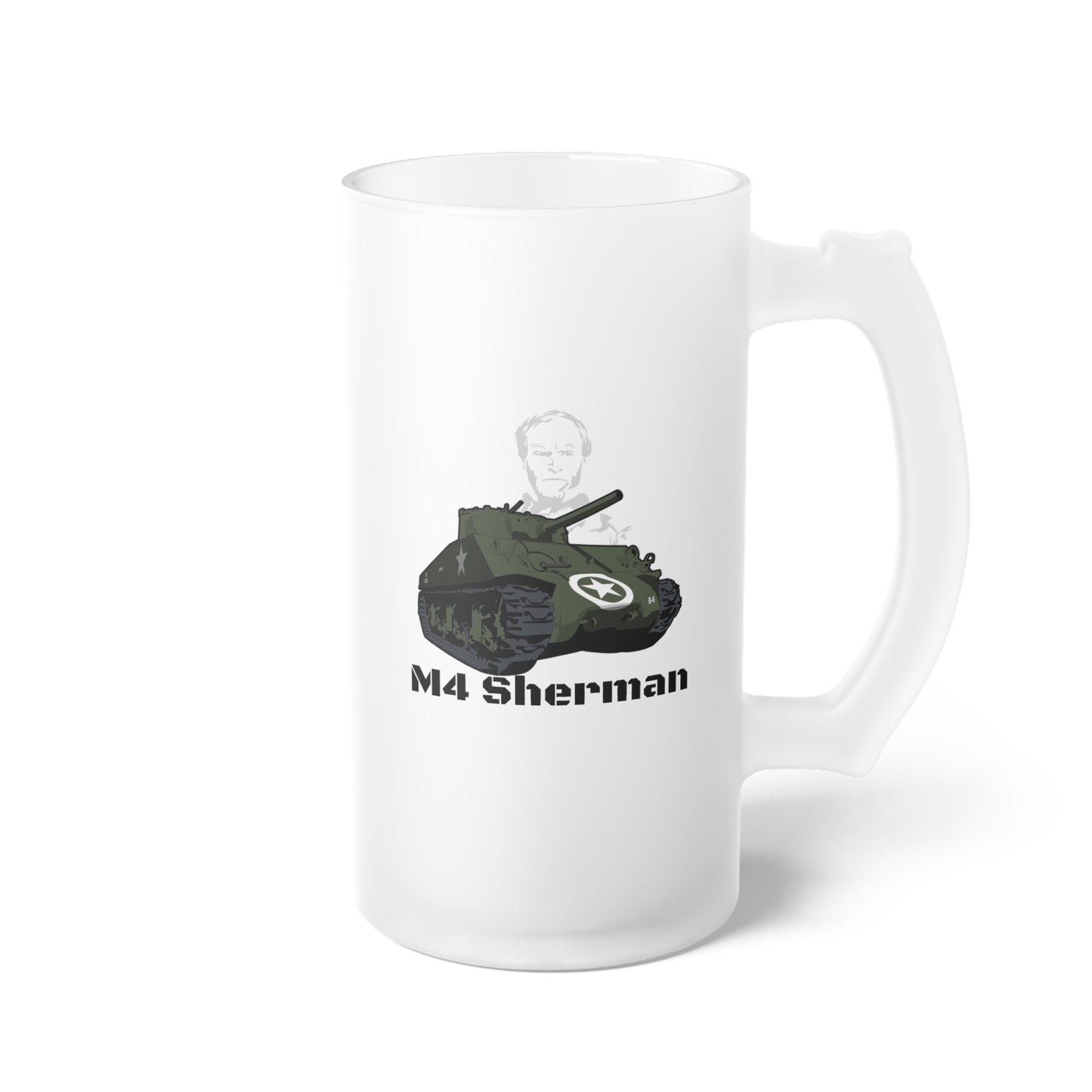 Raise a Glass to History – WWII Sherman Tank Frosted Glass Beer Mug
