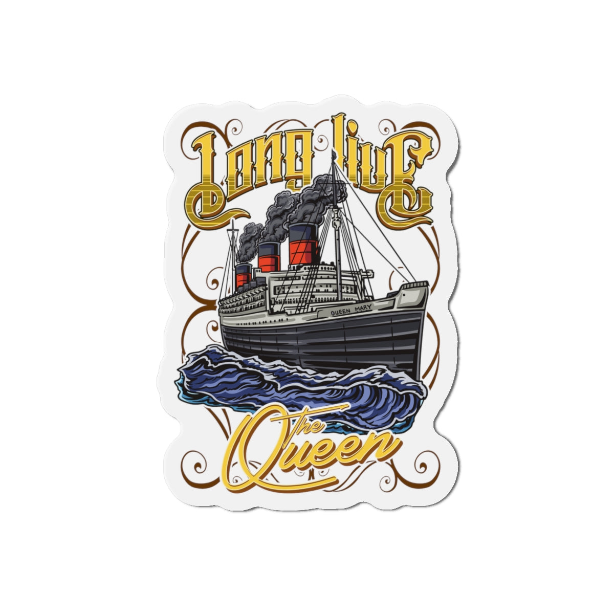 Long Live the Queen RMS Queen Mary tribute Die-Cut Magnet - 1945-2024 Commemorative Design