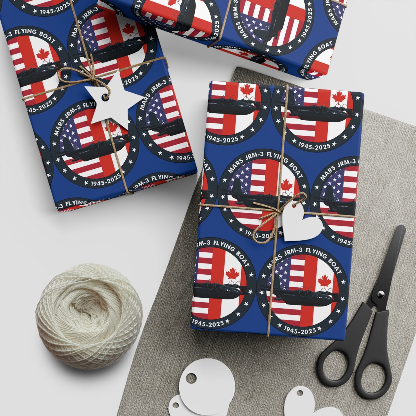 (Blue) Mars Flying Boat Gift Wrapping Paper Sheets, 1pc