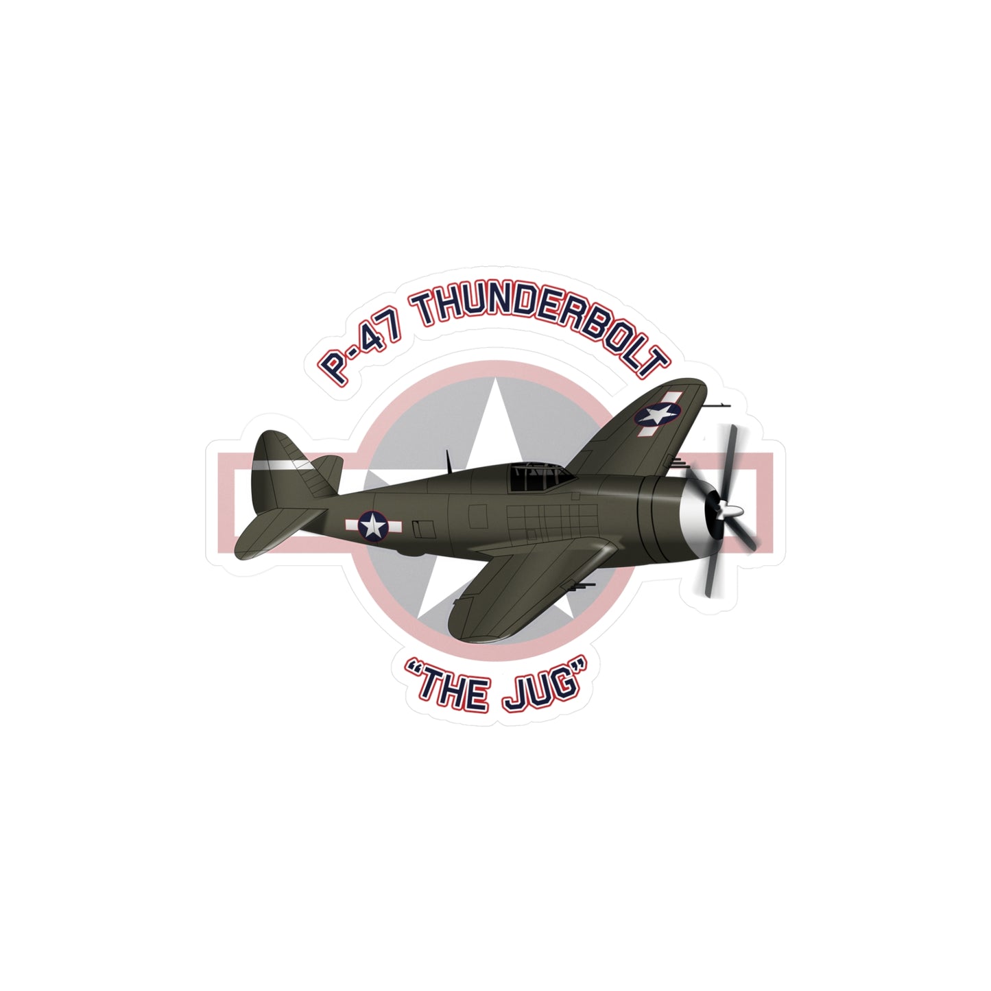 P-47 "The Jug" Kiss-Cut Vinyl Decal | Perfect for Aircraft Enthusiasts, 1945-2024