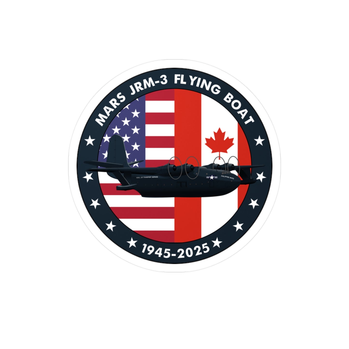 Retro Mars JRM-3 Flying Boat Kiss-Cut Vinyl Decal | Perfect for Aircraft Enthusiasts, 1945-2024