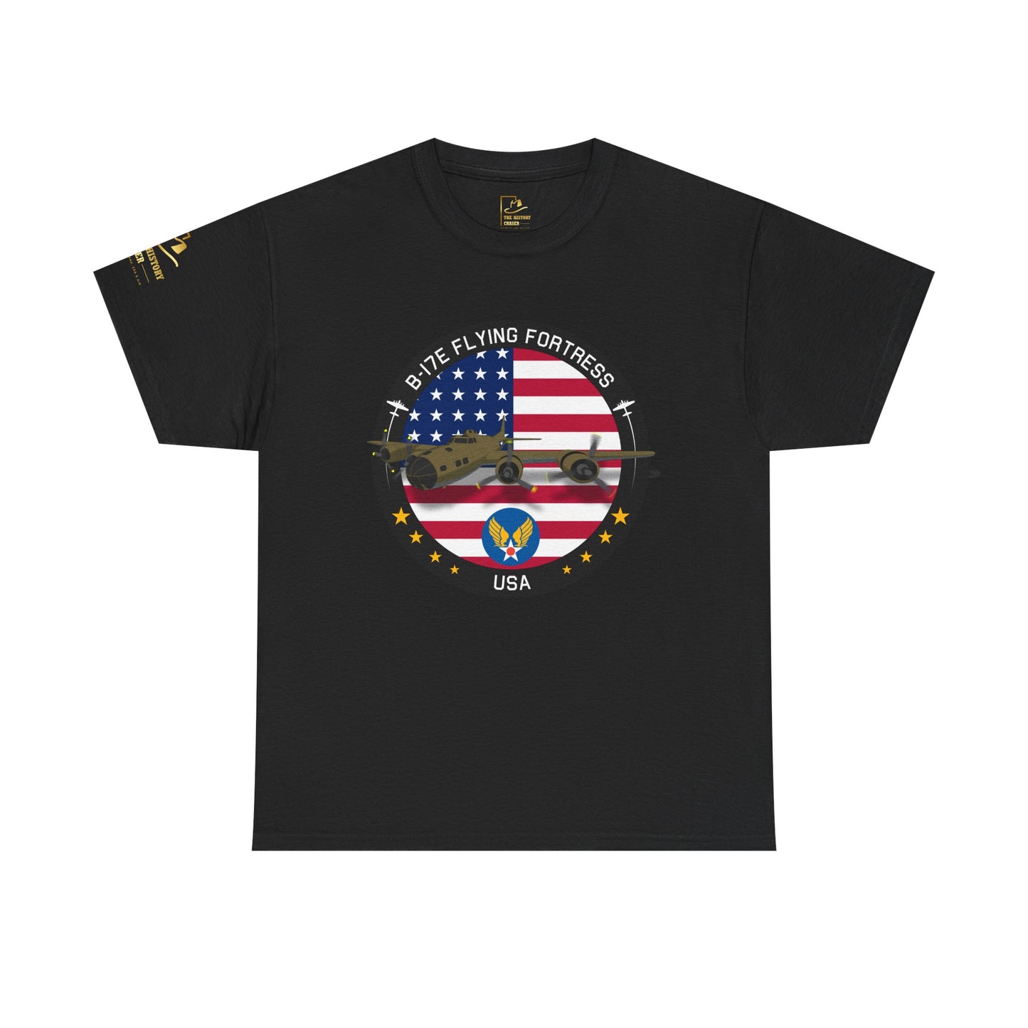 B-17 Flying Fortress Retro USA Military Graphic Front T-Shirt