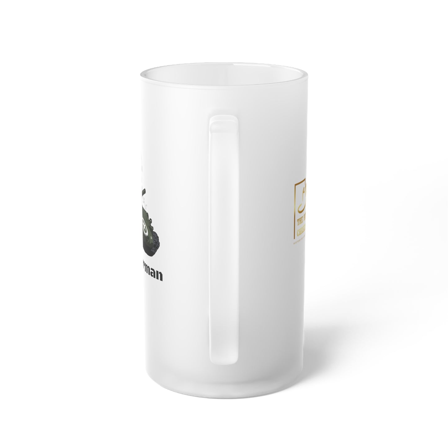 Raise a Glass to History – WWII Sherman Tank Frosted Glass Beer Mug