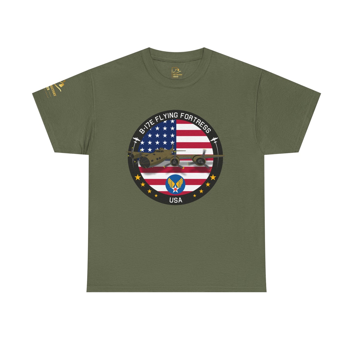 B-17 Flying Fortress Retro USA Military Graphic Front T-Shirt