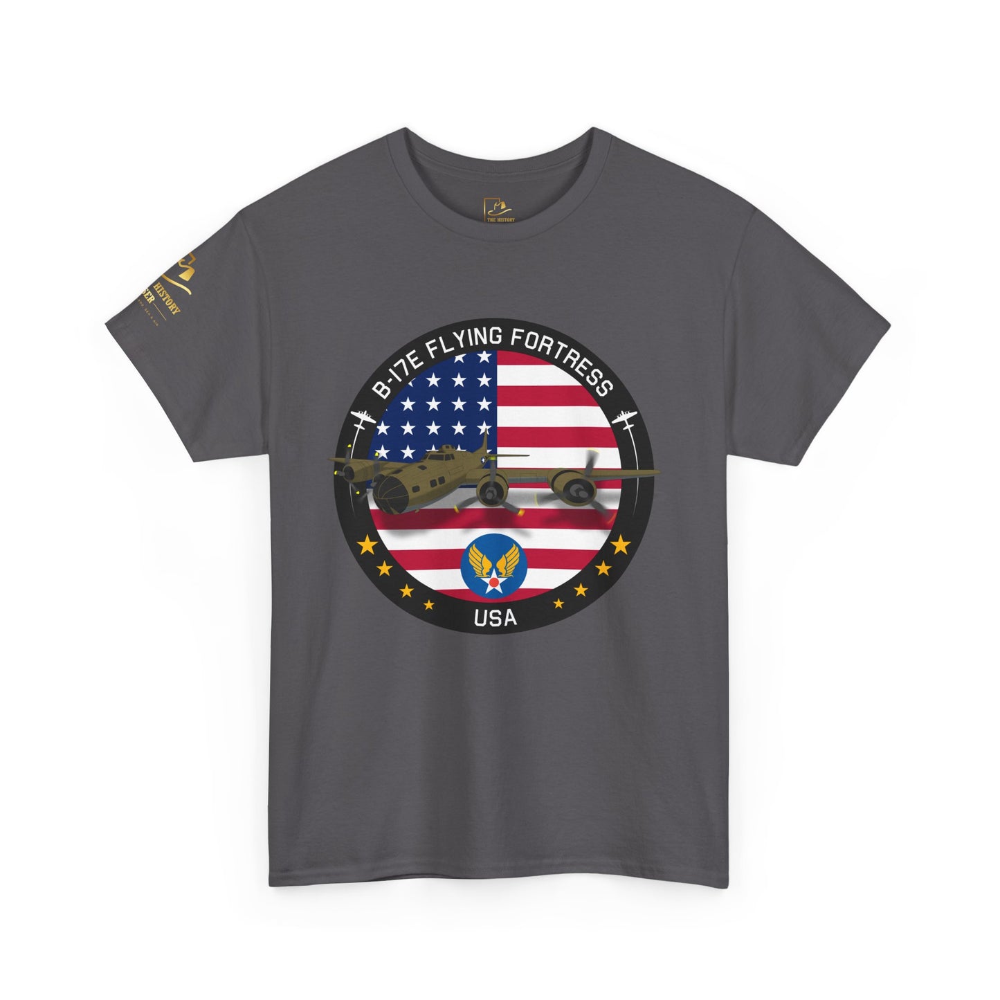 B-17 Flying Fortress Retro USA Military Graphic Front T-Shirt