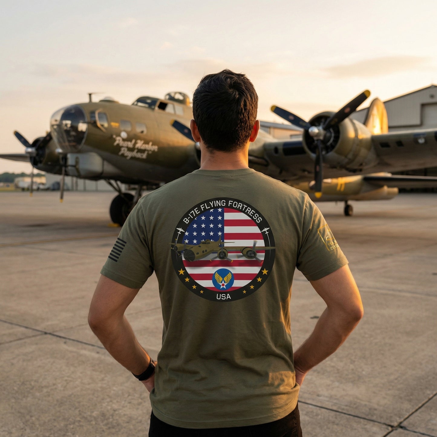 B-17 Flying Fortress Retro USA Military Graphic T-Shirt
