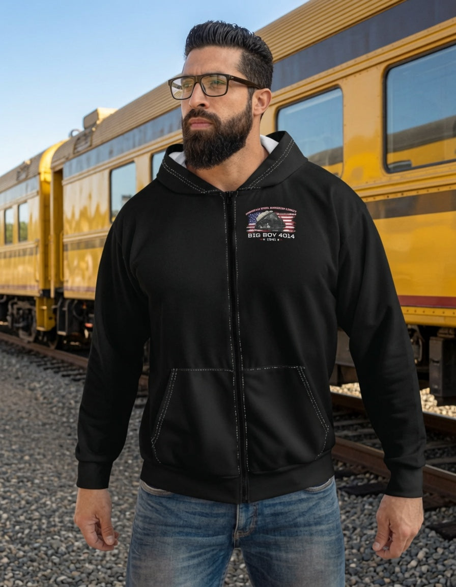 Big Boy Train Unisex Zip Hoodie - Perfect Gift for Train Enthusiasts