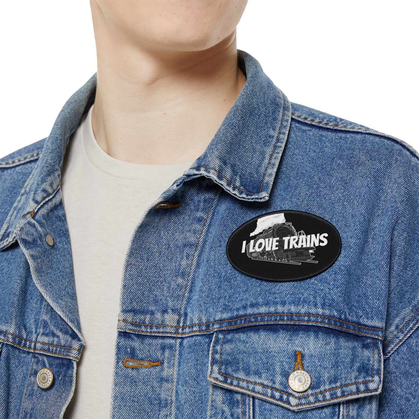 I Love Trains Iron-On Patch - Vintage Train Design for Enthusiasts