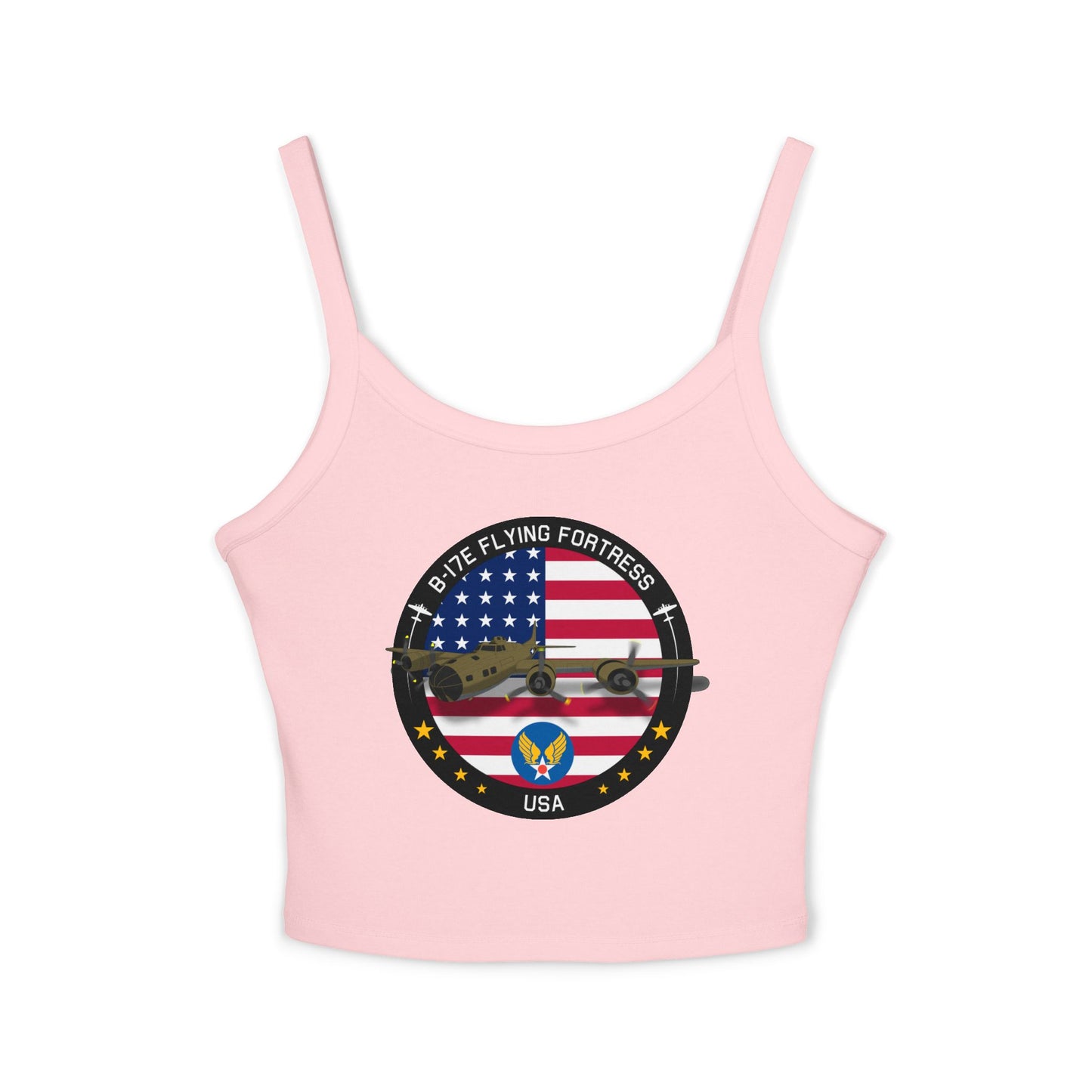 Patriotic B-17 warbird Women's Spaghetti Strap Tank Top - Vintage USA Graphic