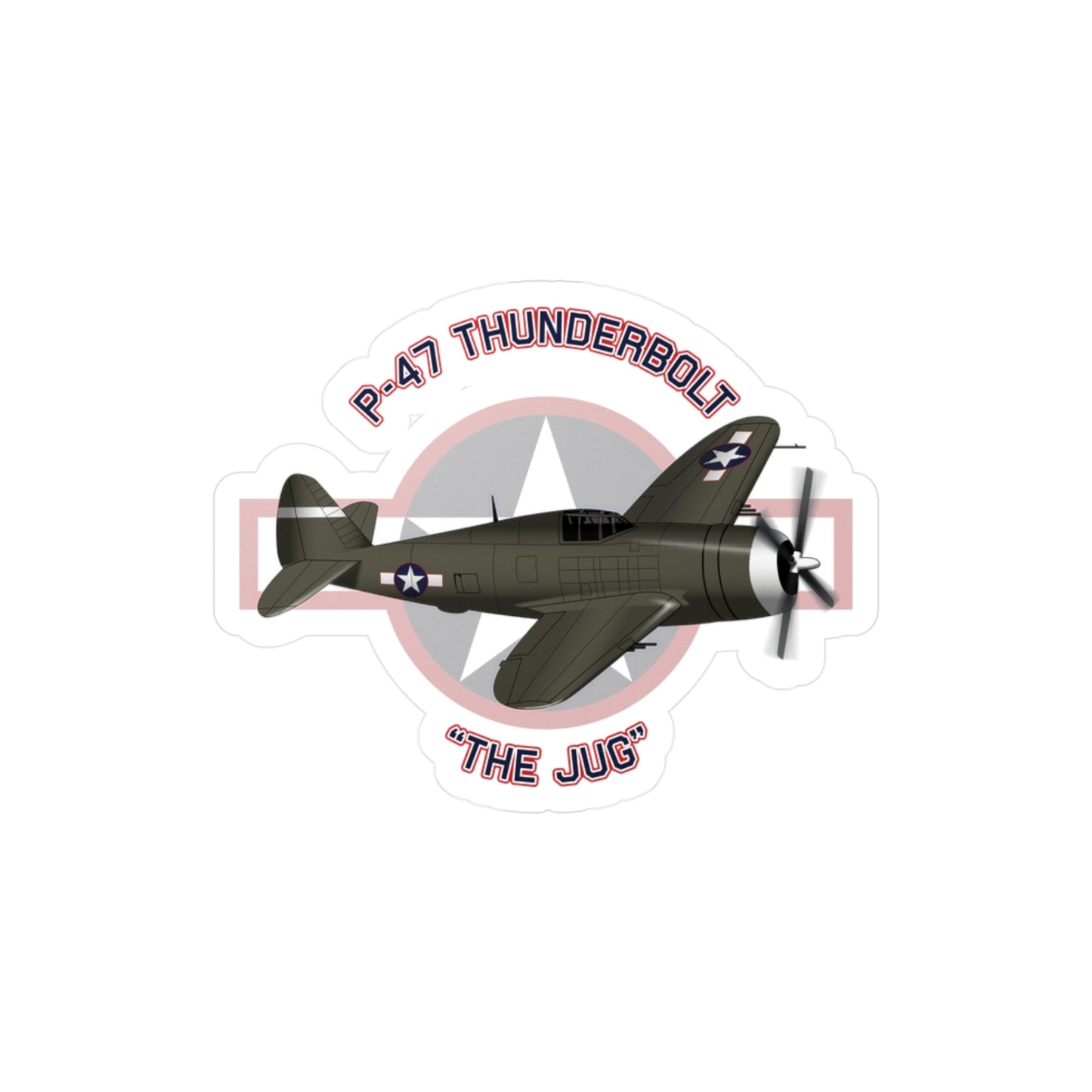 P-47 "The Jug" Kiss-Cut Vinyl Decal | Perfect for Aircraft Enthusiasts, 1945-2024