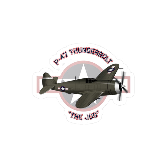 P-47 "The Jug" Kiss-Cut Vinyl Decal | Perfect for Aircraft Enthusiasts, 1945-2024