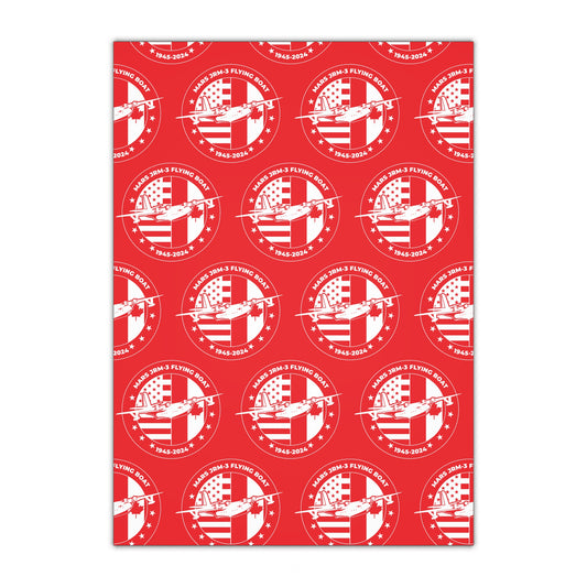 (Red) Mars Flying Boat Gift Wrapping Paper Sheets, 1pc