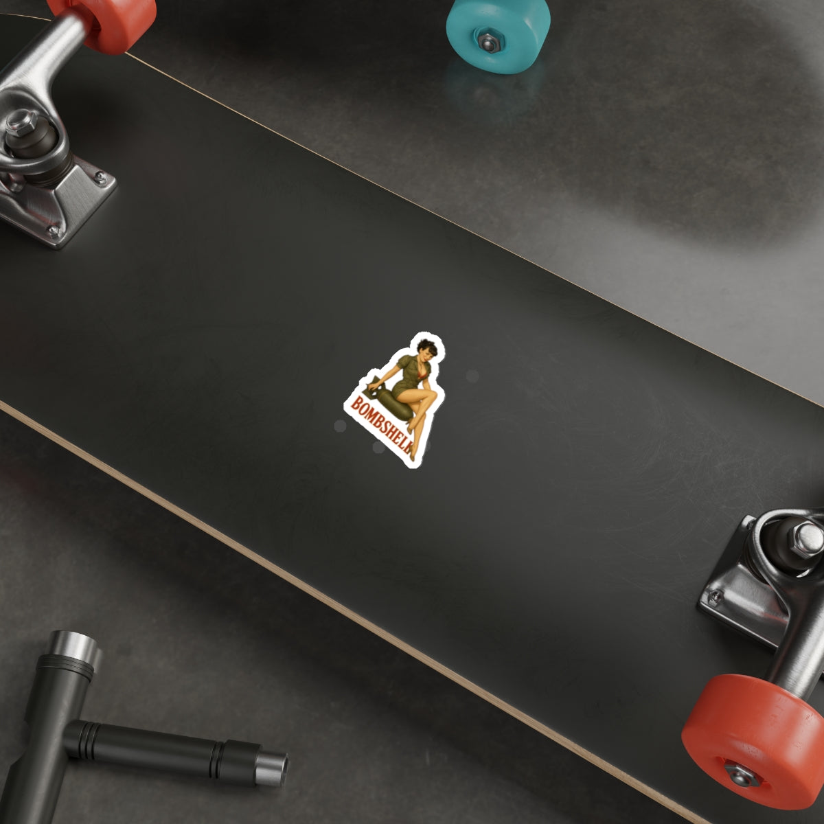 Bombshell Pin-Up Die-Cut Sticker — Vintage WWII Nose Art Style