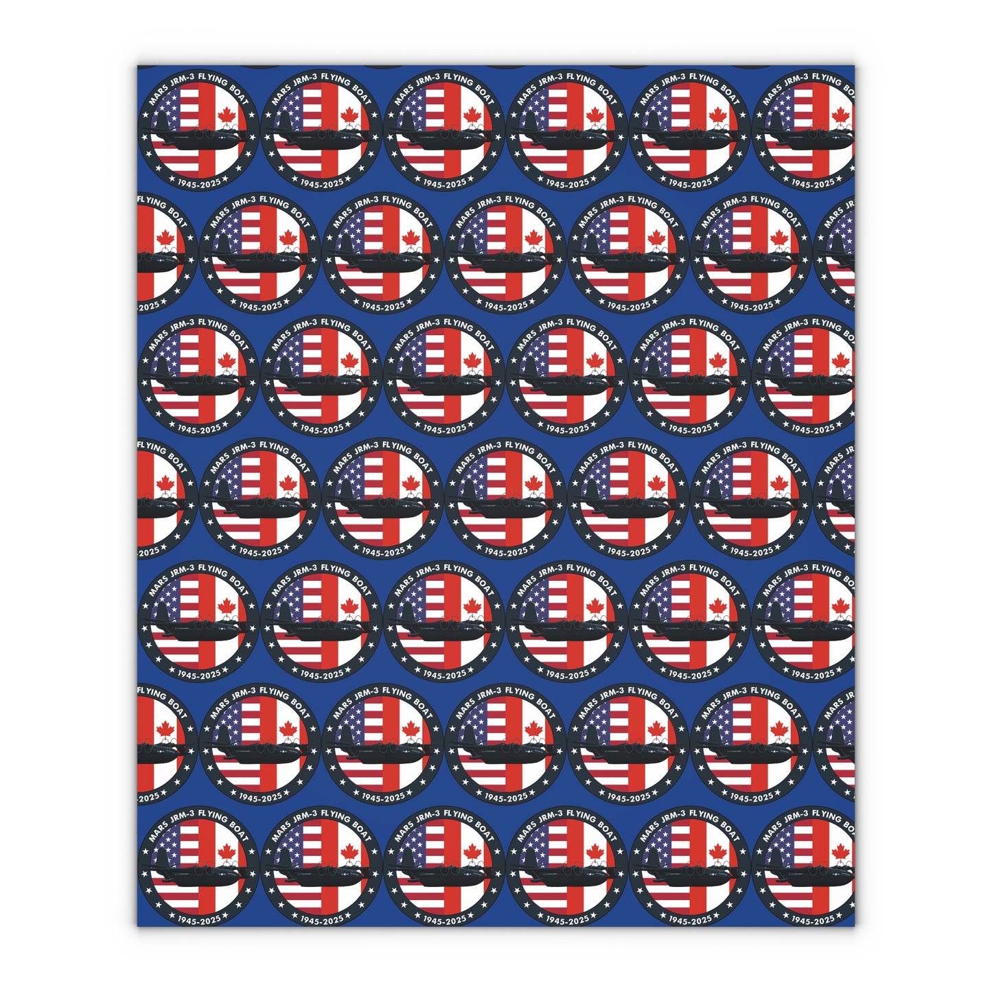 (Blue) Mars Flying Boat Gift Wrapping Paper Sheets, 1pc