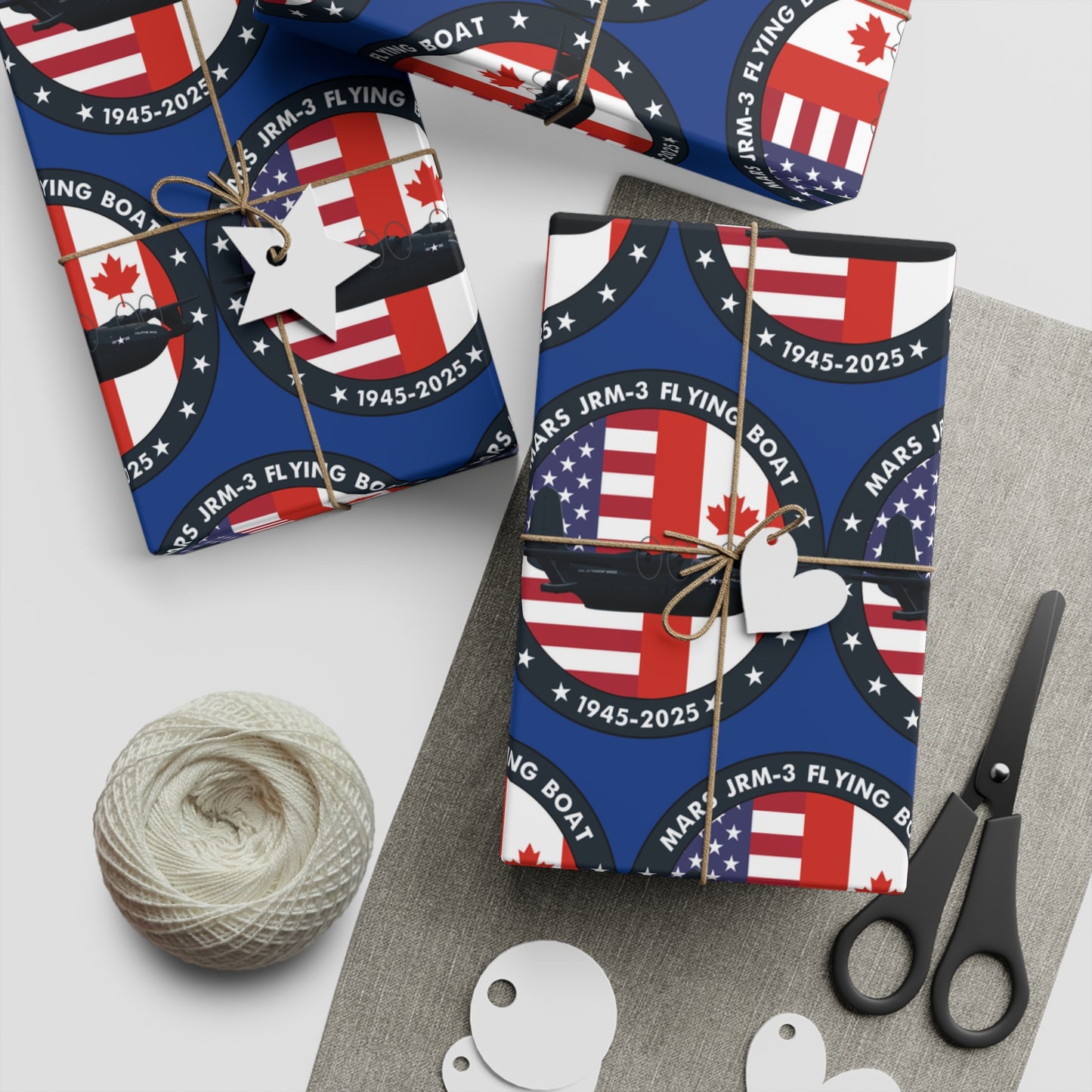 (Blue) Mars Flying Boat Gift Wrapping Paper Sheets, 1pc