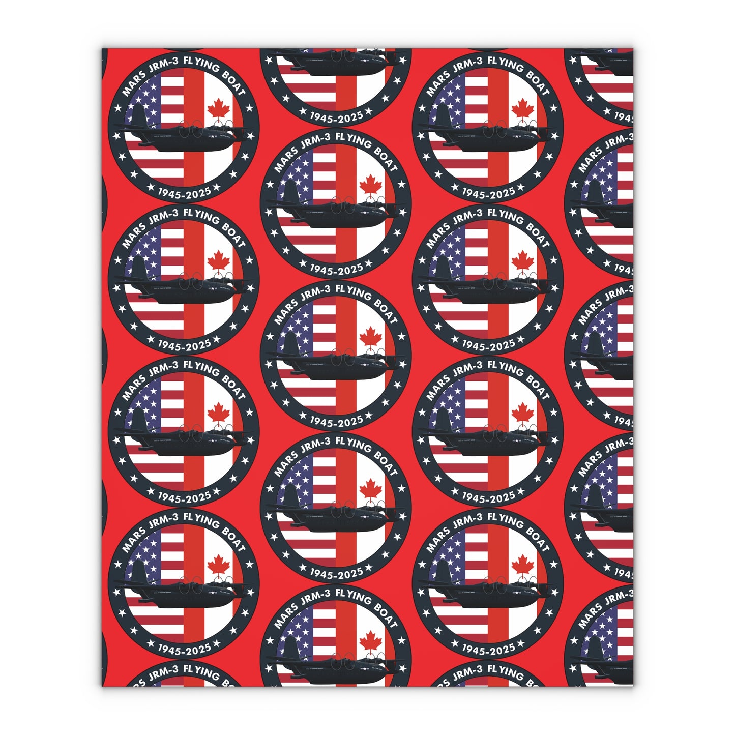 (Red) Mars Flying Boat Gift Wrapping Paper Sheets, 1pc
