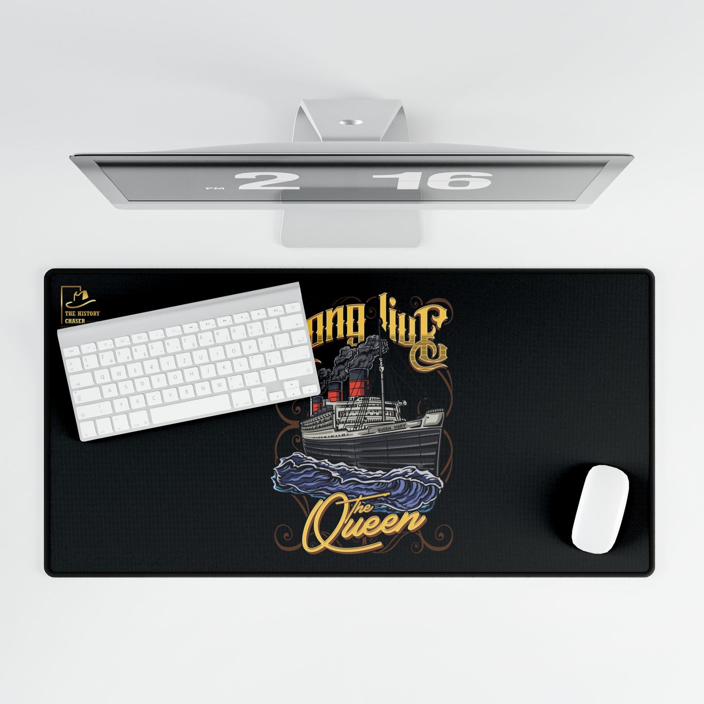 Long Live the Queen RMS Queen Mary Desk Mat (Black)