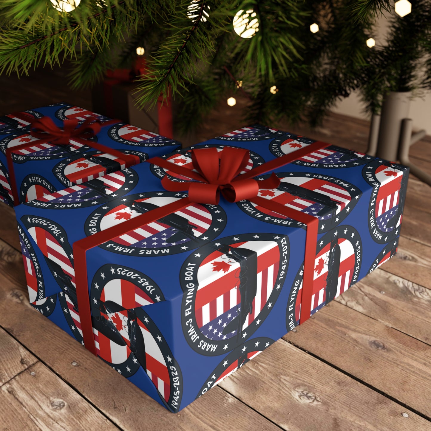 (Blue) Mars Flying Boat Gift Wrapping Paper Sheets, 1pc