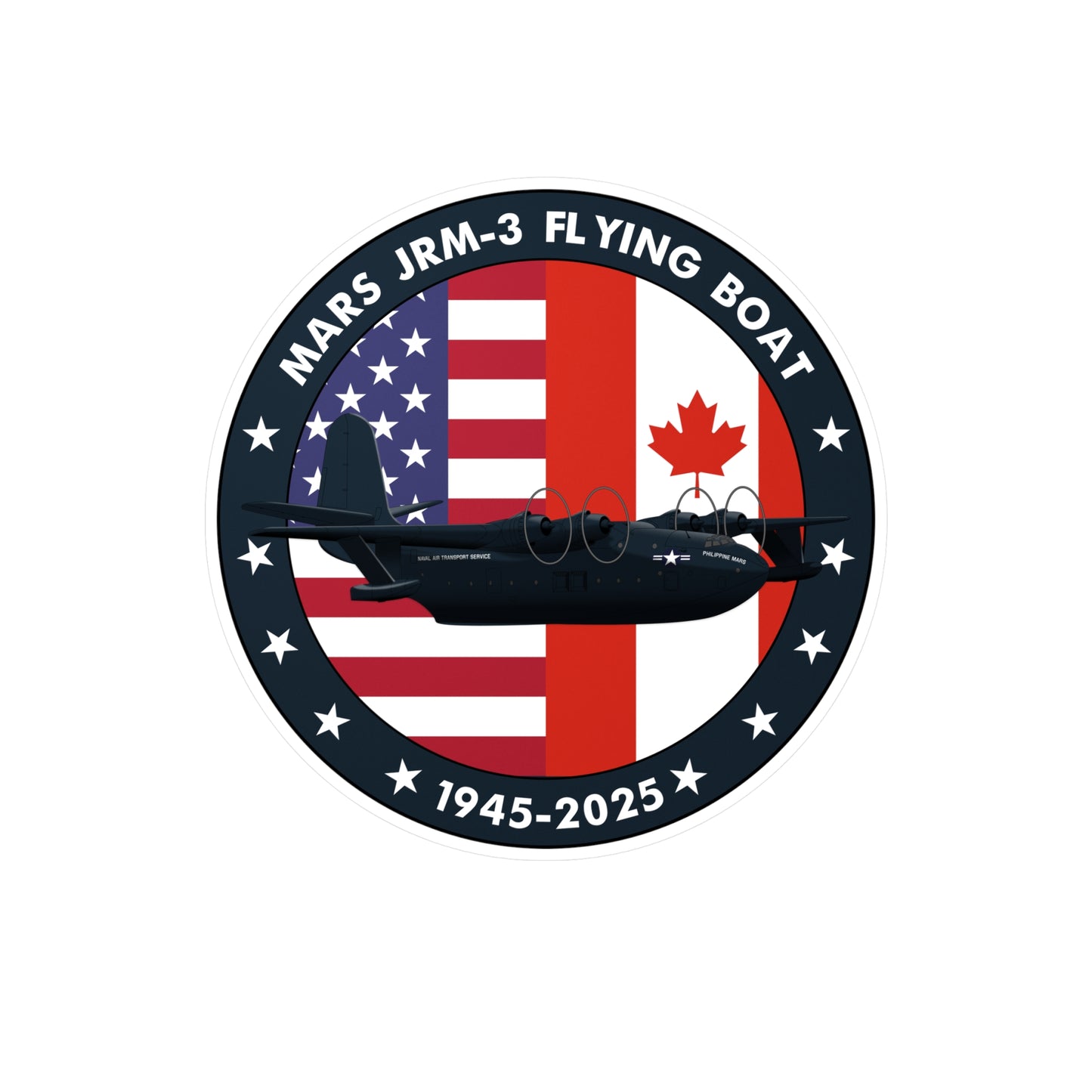 Retro Mars JRM-3 Flying Boat Kiss-Cut Vinyl Decal | Perfect for Aircraft Enthusiasts, 1945-2024