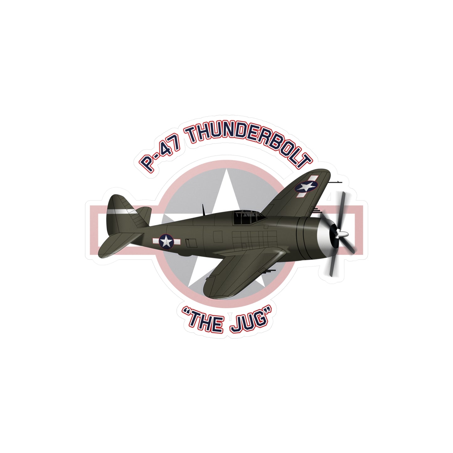 P-47 "The Jug" Kiss-Cut Vinyl Decal | Perfect for Aircraft Enthusiasts, 1945-2024