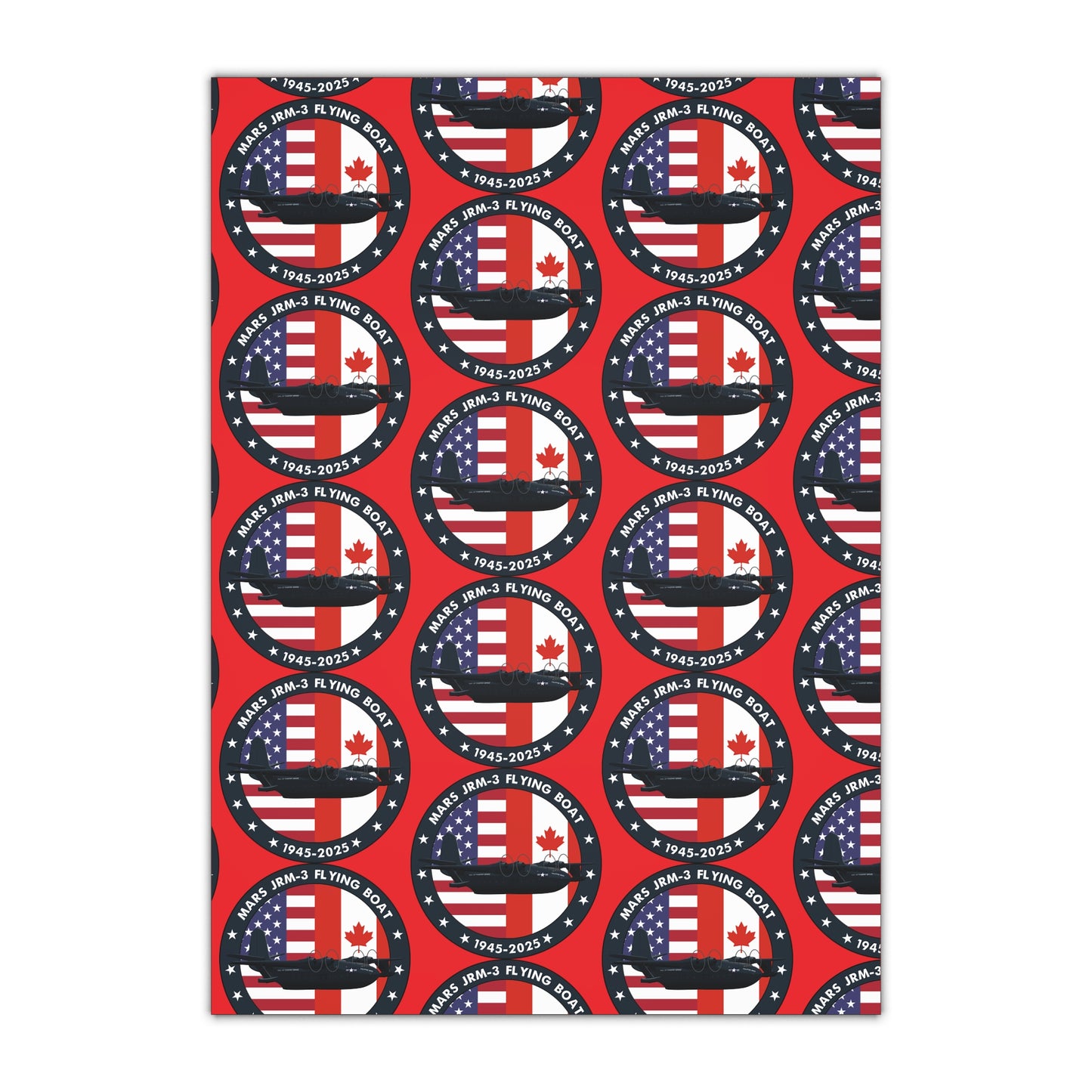 (Red) Mars Flying Boat Gift Wrapping Paper Sheets, 1pc