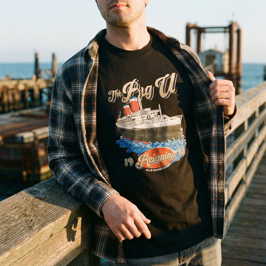 The Big U America's Flagship Tribute tee (Front) - Perfect for Nautical Enthusiasts
